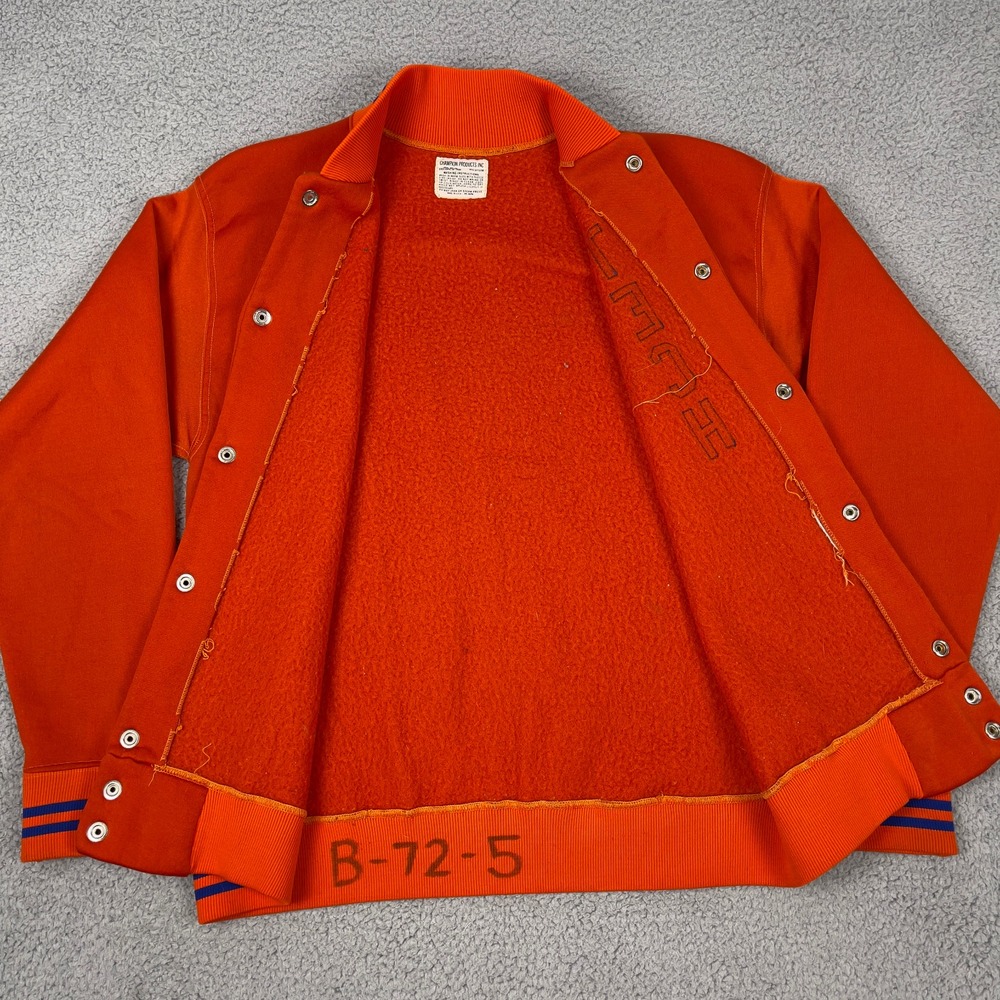 VTG 60s Champion Texas Tech University Varsity Jacket Mens M Orange College USA - Picture 3 of 6